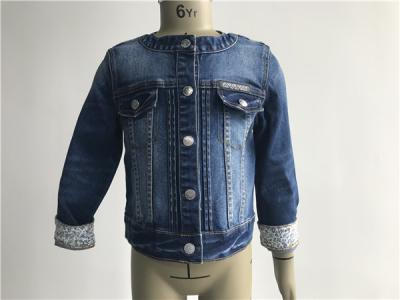 Popular Kids Denim Jacket / Collarless Medium Wash Denim Jacket TW78605