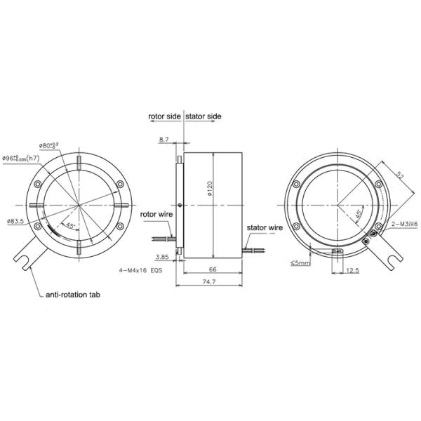 Transfer  Current  And Signal  Electrical Slip Rings  For Military  Equipment