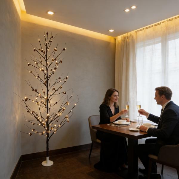 1.8m pinecone tree light, led warm white + pinecones, 12v 9w, for luxury hotel/home/commercial, eco-friendly, moq 500 pcs