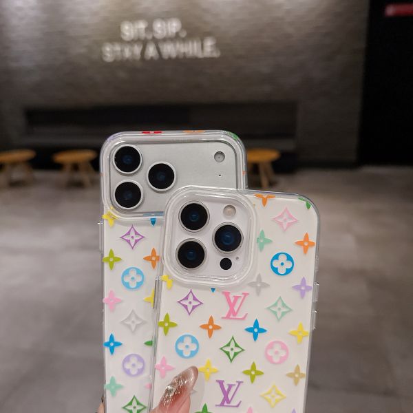 High Transparency Old Flower White Tri-Color Phone Case for iPhone 17 Pro Max