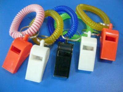 Promotional Custom Colors Plastic Whistle and Wrist Coil Combo Safety Products