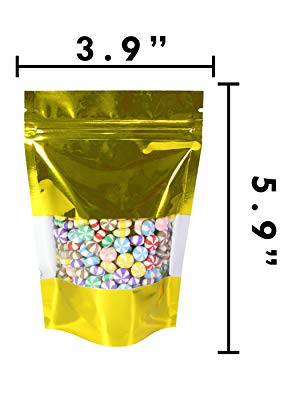 Foil bags, Semi-Clear Window Hang-Hole Stand-Up K Pouch, Aluminum Packaging Bags Laser K Stand Up Resealable Pouches Wit
