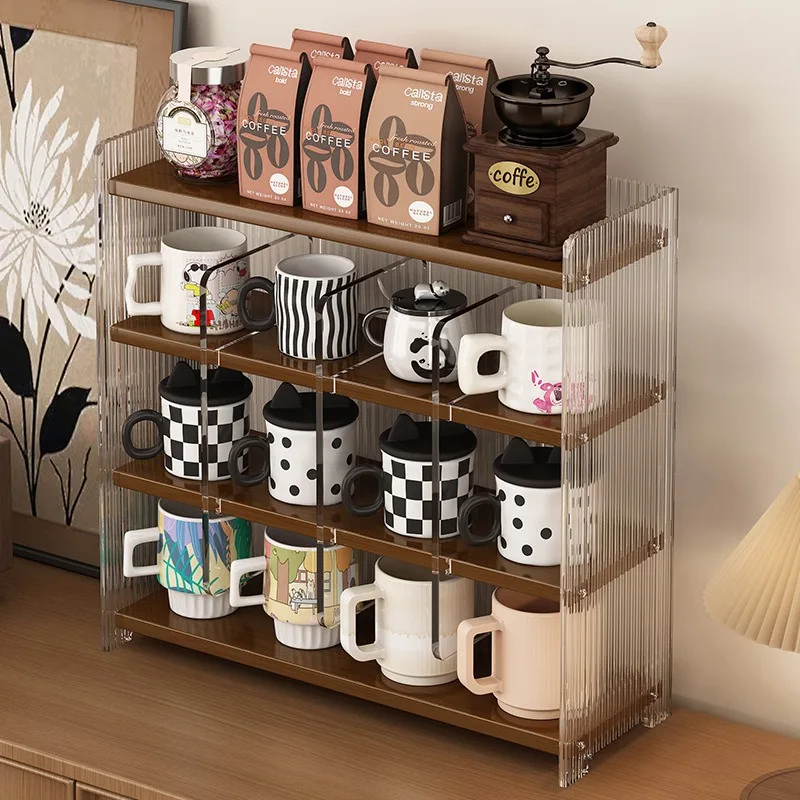 Countertop Drinking Cup Storage Cabinet Multi-layer Rack Water Box Wine Glass Mug Coffee