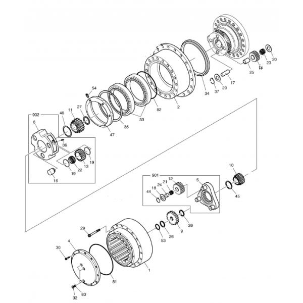 Réducteur de voyage de Travel Gearbox DX380 DX380LC d'excavatrice K1012069 pour Doosan