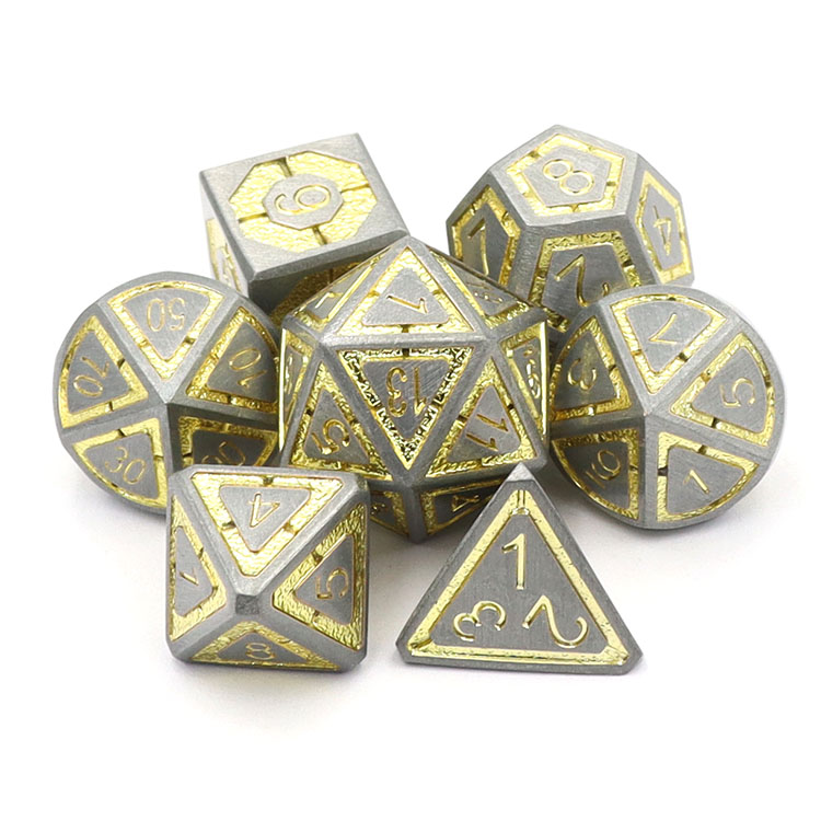 Customizable Logo Zinc Alloy Metal Dice Set 14-20mm Size 7-Piece Polyhedral Dice for RPG Games