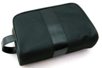 Black 600D Polyester Makeup Toiletry Bag With Webbing Handle And 190T Lining