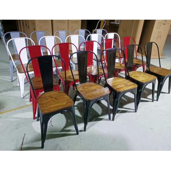 Chaise de salle à manger en métal empilable pour le ménage Chaises de bistrot en métal orange vintage