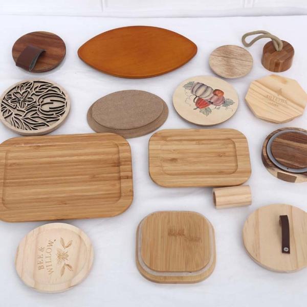 Custom Bamboo Raw Material Bamboo Lids with Silicone Seal Ring for Glass Mason Jars