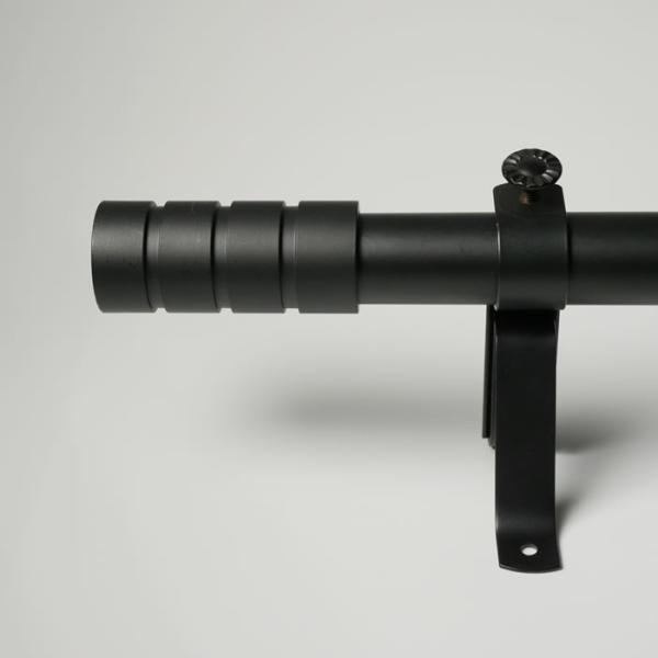 Black Single Type 28mm Square Bay Window Curtain Pole