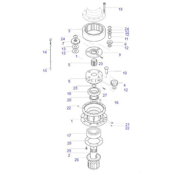 404-00066 шестерня Солнца No.1 для частей коробки передач уменьшения экскаватора 150LC-V DOOSAN СОЛНЕЧНЫХ