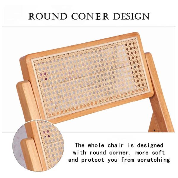 Restaurant Folding Outdoor Wicker Dining Chairs Wooden Frame Rattan Side Chair