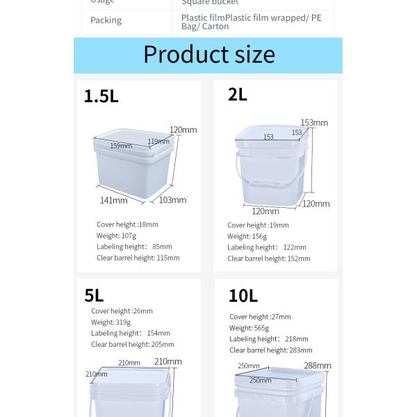 ISO 9001 5 Gallon Chemical Containers White Bucket 141*103*120mm
