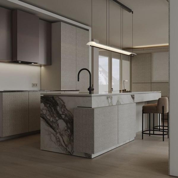 Armoire de cuisine australienne en bois modulaire en mélamine en bois de luxe Armoires de cuisine modernes pour villa