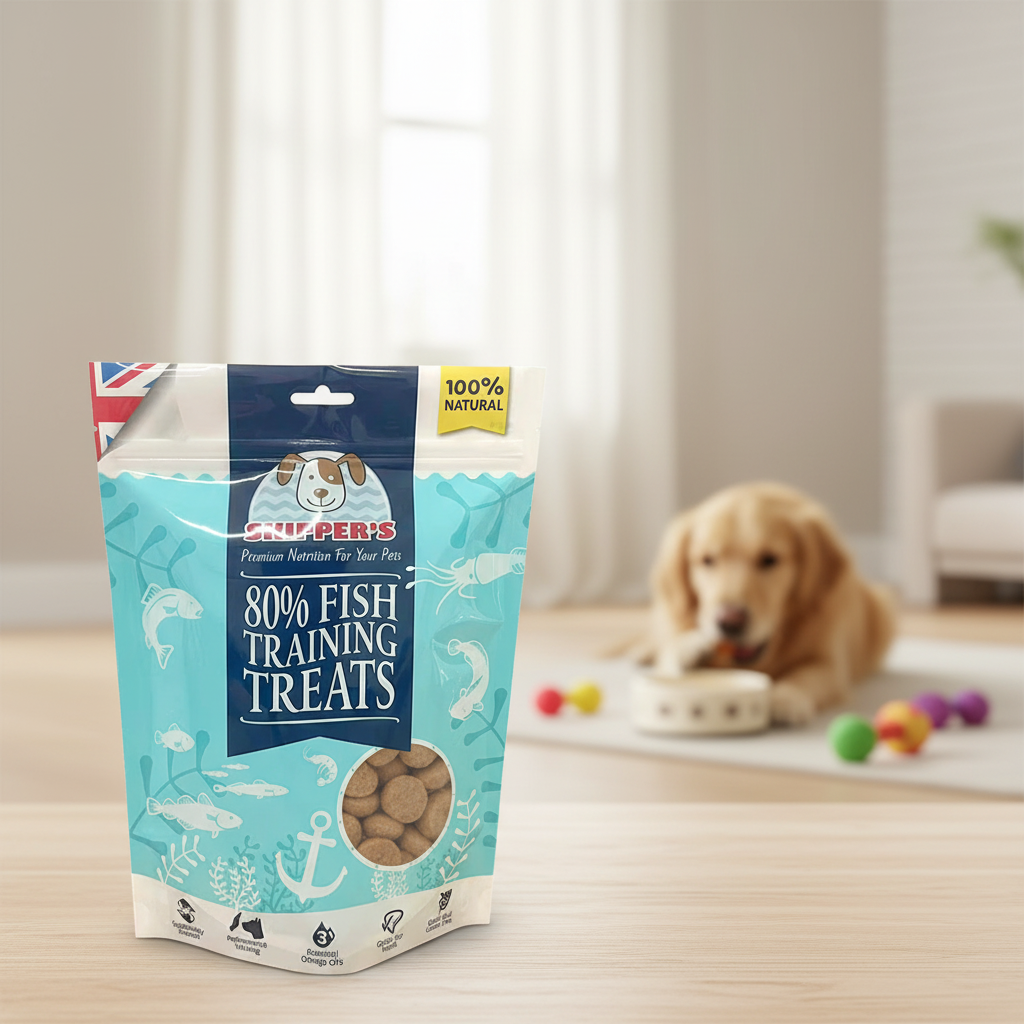 Custom Printed Food Grade PE Stand up Resealable Pouches Moisture Proof Hang Hole Digital Printing for Natural Fish Dog Treats
