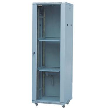 Glass Door Server Rack Cabinet 100mm Depth Cold Rolled Steel With Powder Coat Finishing YH2002