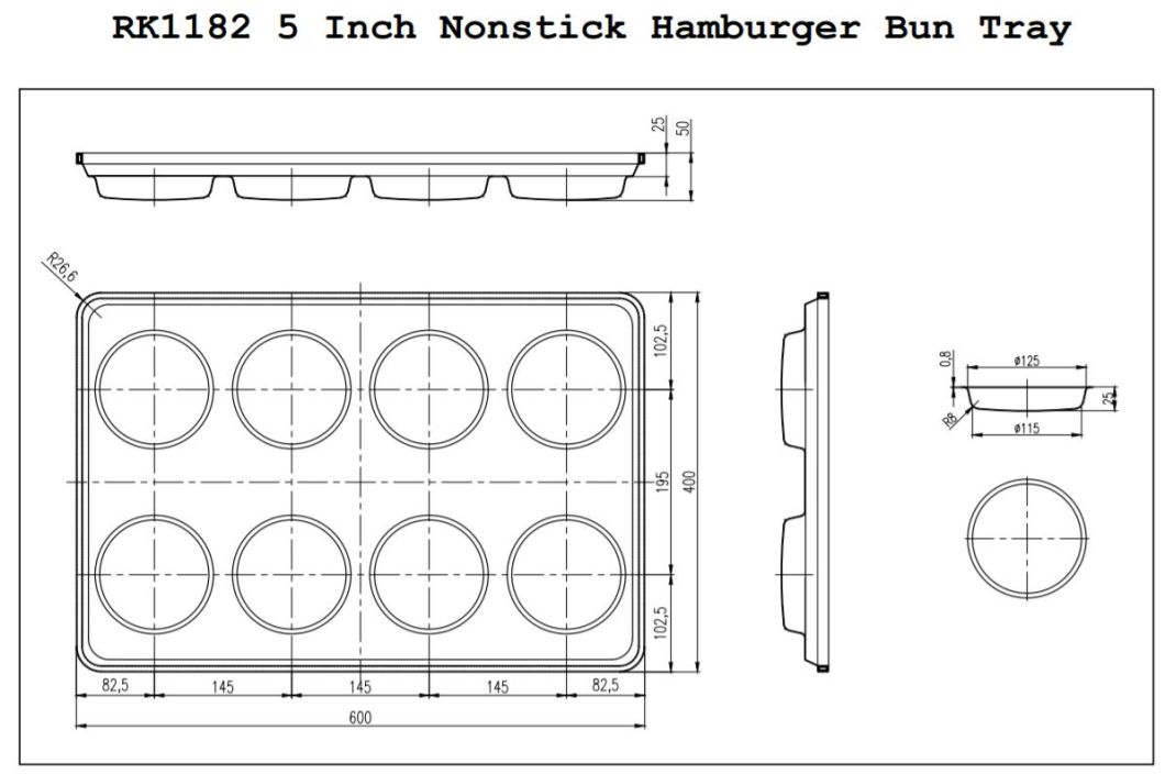 Rk Bakeware China-738X503 Размер 5-дюймовый противень для булочек Macdonald Big Mac для гамбургеров