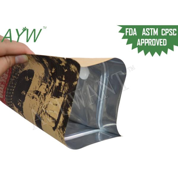 Fresh Roasted Coffee Kraft Paper Zipper Bags 500g For Crema Espresso Beans