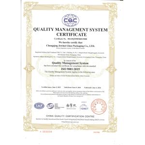 Chongqing Jewhui Glass Packaging Co., Ltd. Сертификации