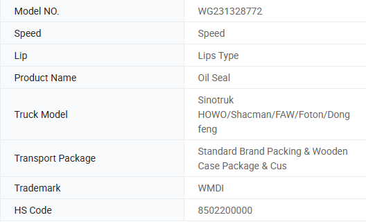 Sinotruk Howo WG231328772 Sceau d'huile différentiel 85*105*16 Puissance parfaite