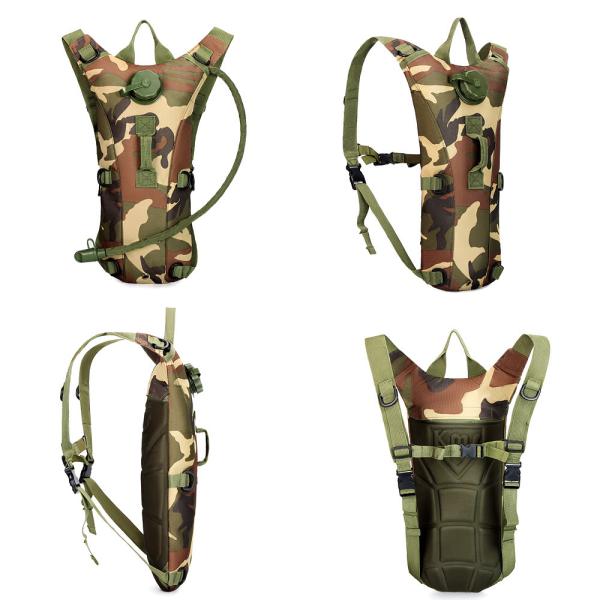 Paquete de hidratación táctico al aire libre 3L Mochila de vejiga de agua para senderismo Ciclismo Deportes Viajes con depósito de agua interior
