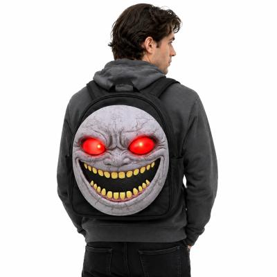 Horror Ghost Face Backpack with Detachable Latex Panel, LED Glowing Eyes, Adjustable Straps for Halloween Party Cosplay Travel
