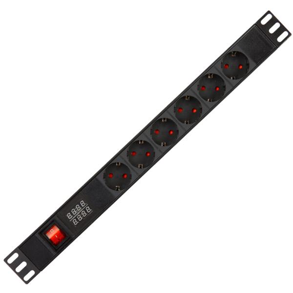 6 Way Germany Type PDU Extension Socket With On/Off Switch, Timer