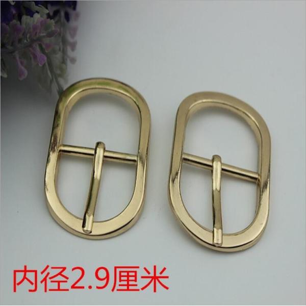 Shoes hardware accessories zinc alloy 29 mm shiny gold oval shape metal pin buckles for belt