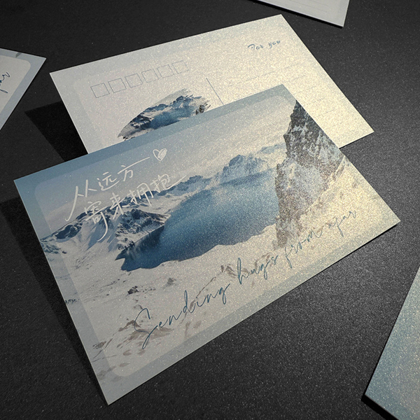 Glitter Starlight Paper Postcard With Scenic Art For Stationery And Souvenir