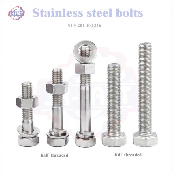 DIN933 DIN931 A2 A4 Stainless Steel 304 Hex Head Bolts Nuts for General Industry