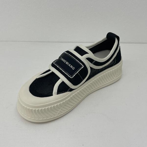 OEM Black Canvas Trainers Womens Rubber Outsole Wide Fit Canvas Trainers