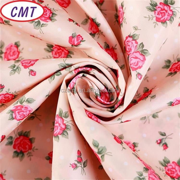 Flower Printed 75D 100% Polyester Taffeta Fabric with 190T Density
