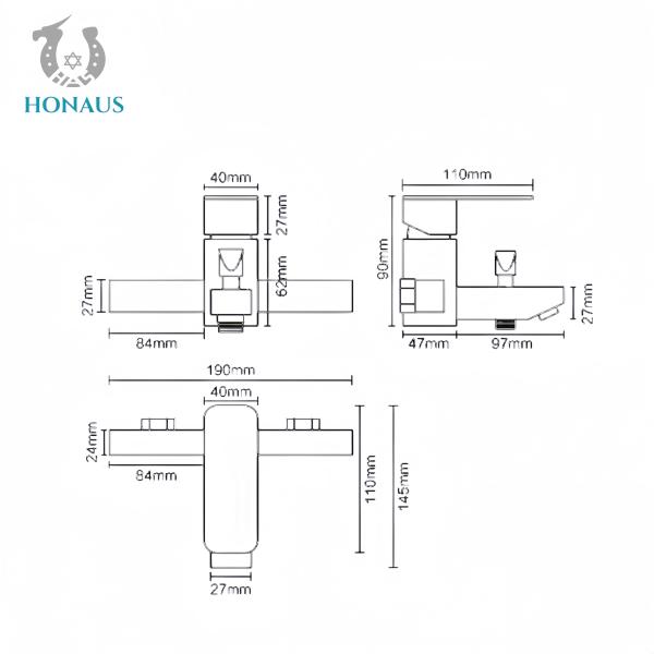 Practical Exposed Valve Showers Two Outlets Stainless Steel For Hotel