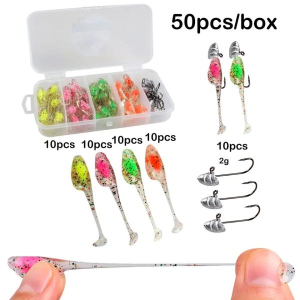 4.5cm 0.9g Fishing Lure Kit TPE Material Soft Fishing Lures T Tail Paddle Crappie Shad