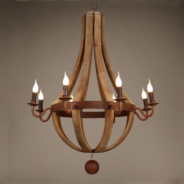 Vintage Wood Chandelier Farmhouse America Pendant Chandeliers Lighting(WH-CI-109)