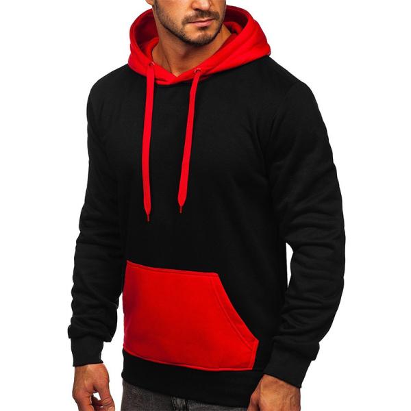 Custom Logo Black Red Cotton Polyester Workout Jogging Gym Hoodie Sweatshirts for Men