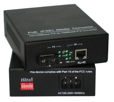 Multi-Mode 10 / 100M POE Media Converter Built In AC / DC Power Supply