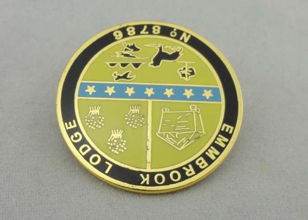 Zinc Alloy Lodge Imitation Hard Enamel Pin / Lapel Pin Badges With Gold Plating