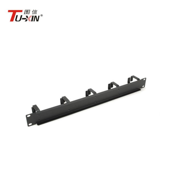 Spiral Wrapping 19 Inch Rack Accessories 1U Cable Management Panel With Metal Rings