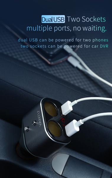 YANTU L01 Fast Car Charger for Phone iPhone and Mobile USB Connection Type-C Mini Portable USB-C Cigarette Lighter Sockets