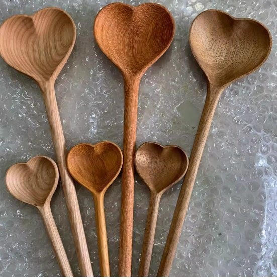 Eco-Friendly Disposable Coffee Stirrer Wooden Spoon Love Shape Japanese Kitchen Utensil