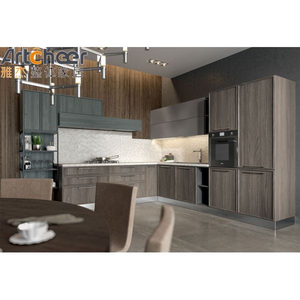 Modern Design Solid Wood L Shape Kitchen Cabinet with Eco-Friendly Storage