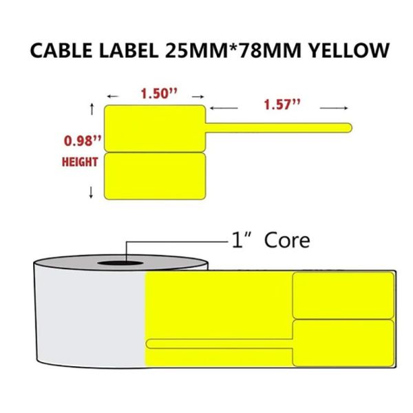 Custom Yellow Thermal Barcode Paper Roll Adhesive Sticker 58mm