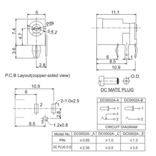 Pcb Mount DC Connector Jack ISO9001 Approved 3 〜20N Actuating Force