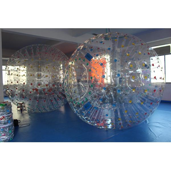 Transparent Blue Handle PVC Inflatable Zorb Ball , 3m x 2m Dia Giant Hamster Ball