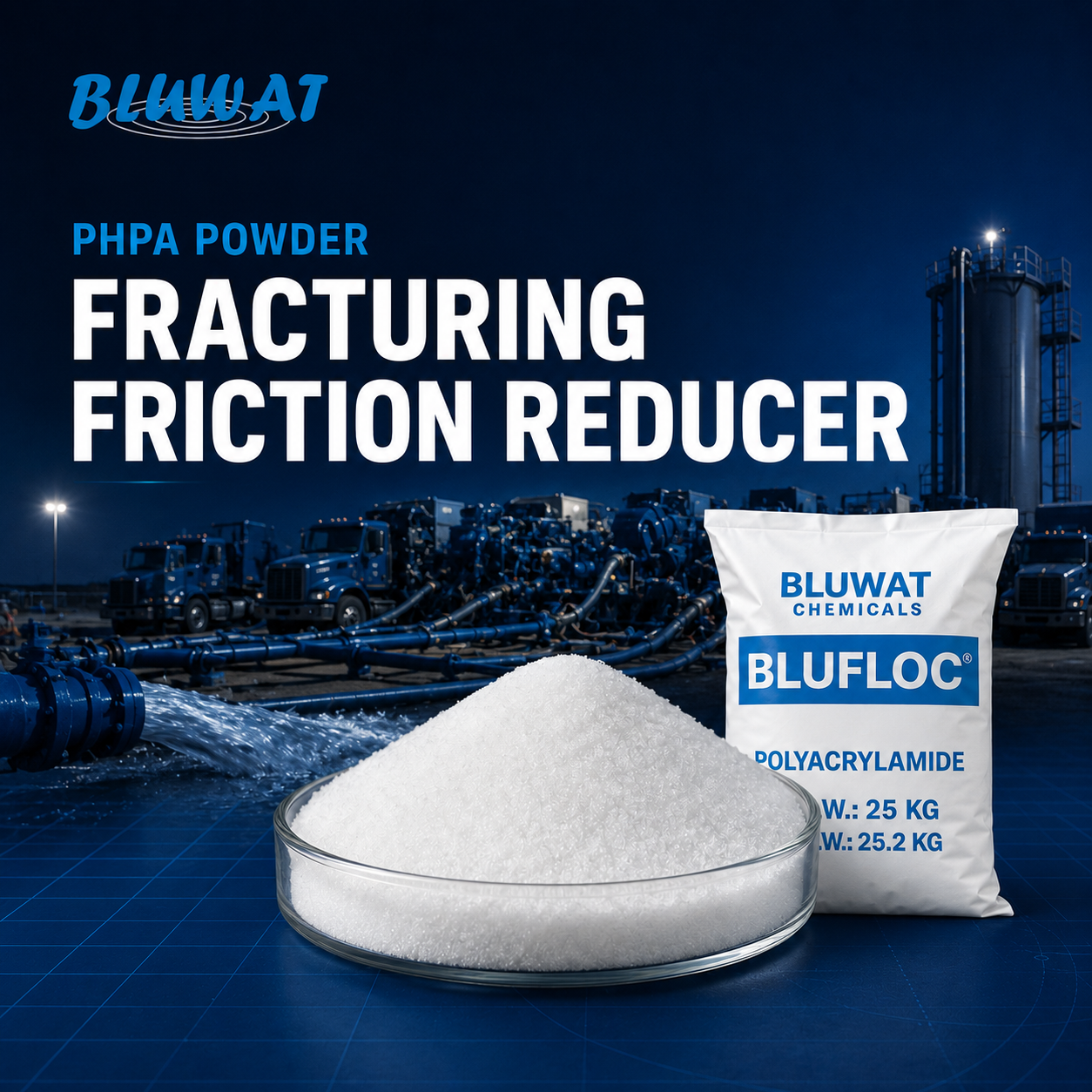 PHPA Powder Friction Reducer Candidate for Hydraulic Fracturing Fluids