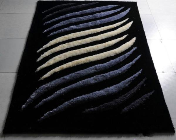 White/Black/Grey Wave 3D Polyester Shaggy Rug Modern Area Carpet(3226)