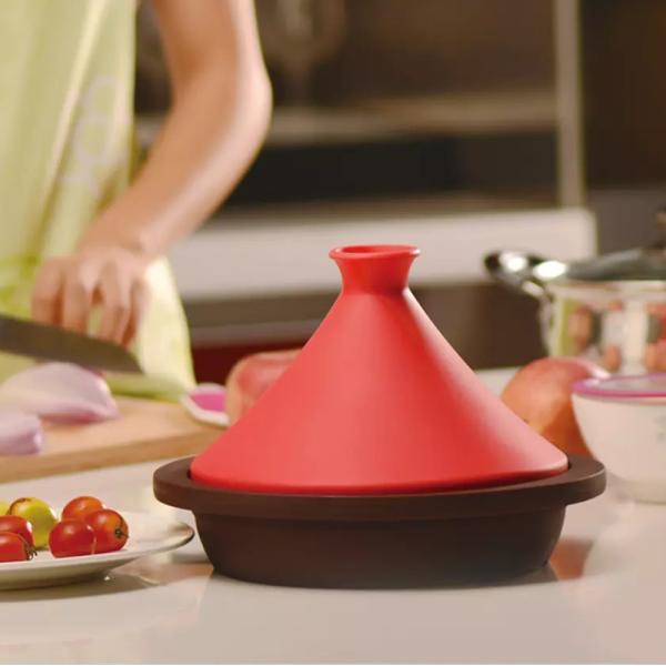 Navio dobrável de Tagine do silicone flexível resistente ao calor seguro da micro-ondas