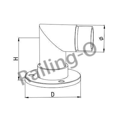 90 Degree Base Elbow 85×42.4 H85 AISI304 316 Satin Mirror For Handrail Post