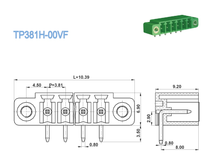 Тангаж 3.81mm 300V 8A 2P-20P входа терминального блока связи Pluggable по вертикали