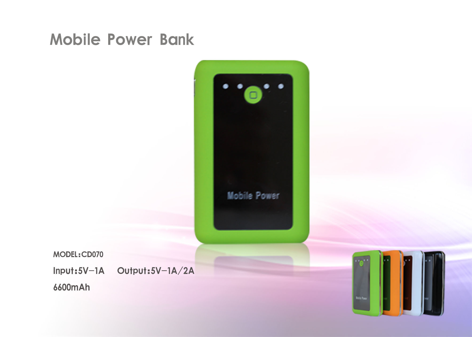 6600mAh Green / Golden / Silver / Black USB Power Packs for IPhone Charger